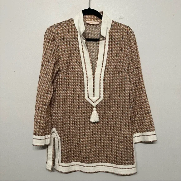 Tory Burch Tassel Tory Tunic Buttermilk Small - Picture 2 of 10